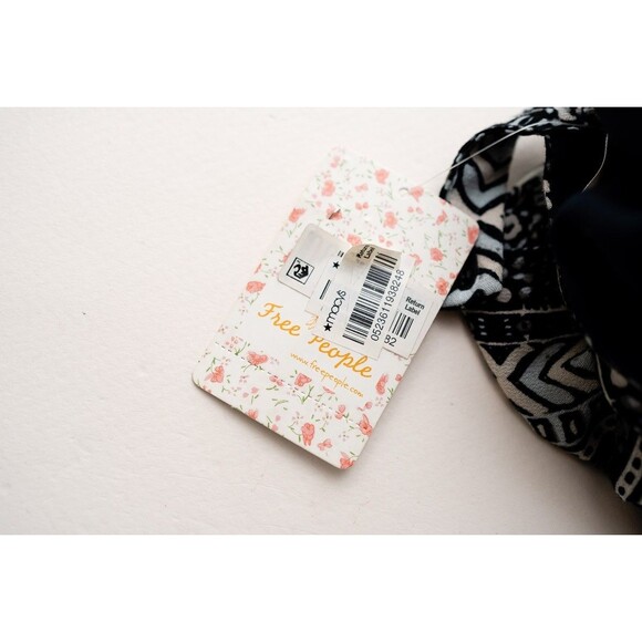 Free People Tegan Border Printed Mini Dress Black Comb Size 4 - Picture 4 of 6